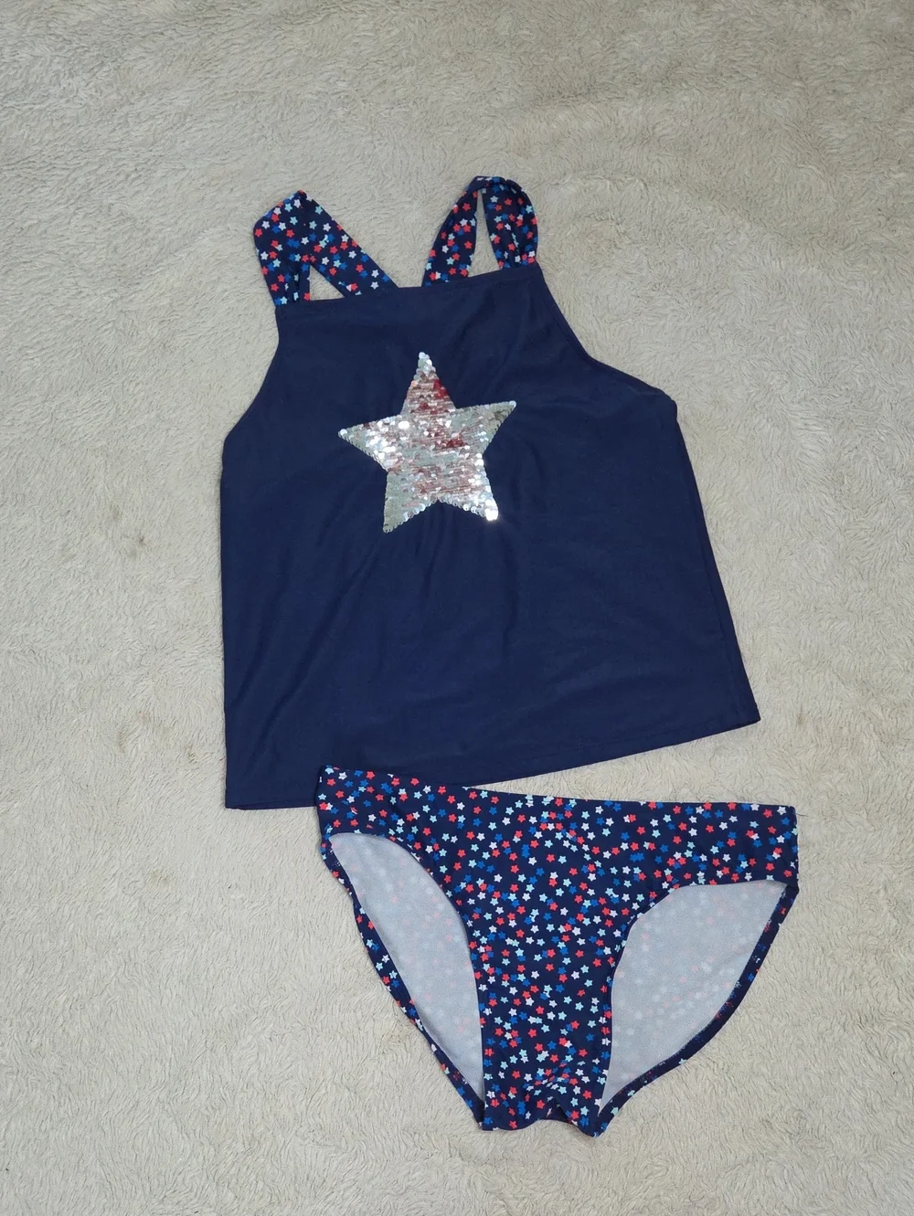Girls SO 2 Piece 4th Of July Star Print Swimsuit Sz 16